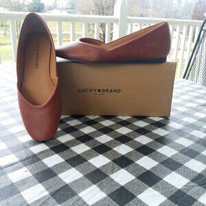 Womens Lucky Brand Leather slip on flat  in Spiced Tan 6